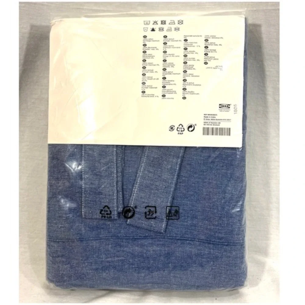 New Set Of 2 Ikea LENDA Curtain Panels BLUE Chambray Tab Top 55‎ x 98 803.961.77